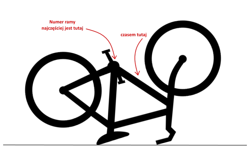 Schemat przedstawiający gdzie jest numer ramy roweru
